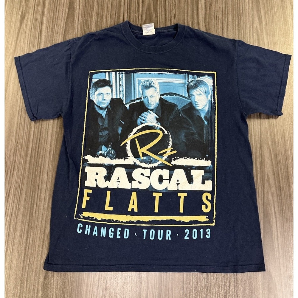 Rascal Flatts Shirt Men's Large 2013 Change Tour Music T-Shirt Vintage Blue